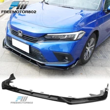 Fit 22-24 Civic 11th Glossy Black PP Front Bumper Lip Splioler Body Kit 3PC