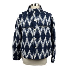 Fifteen Twenty Jacket M Womens Blue Western Button Front Boxy Cotton Blend Usa