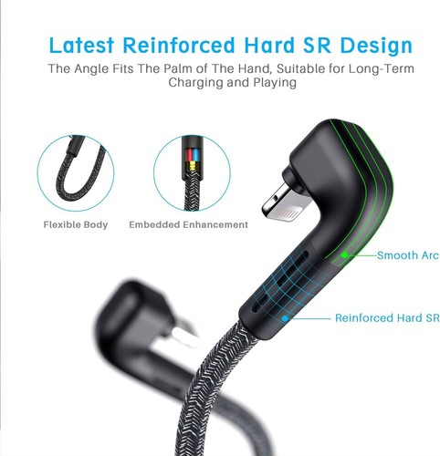 3Pack 90 Degree iPhone Charger 6ft, Apple MFi Certified 6 Feet Lightning Cord Lo - 第 18/24 張圖片