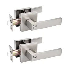 2 Pack Square Door Lever Privacy Door Lock Handleset Keyless Lockset Door Knobs