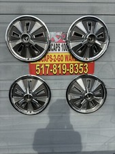 1966 Ford Mustang Spinner Red Whiteblue Set 4 Rare Original Stainless Hubcaps14