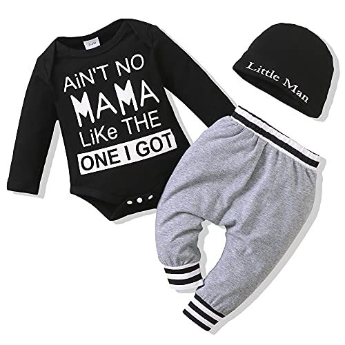 Newborn Infant Baby Boy Clothes Fall Winter Outfits New to The 0-3 Months Grey - Bild 1 von 6