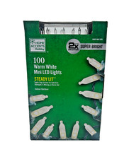 HOME ACCENTS 100 WARM WHITE MINI LED LIGHTS 2X SUPER BRIGHT STEADY LIT CHRISTMAS