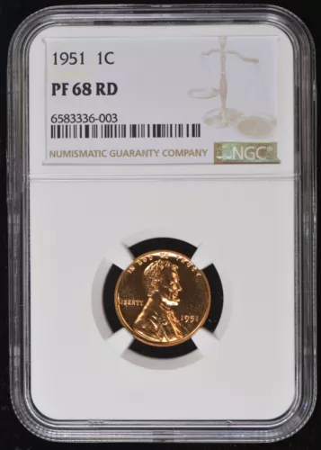 1951 Lincoln Wheat Cent NGC PF 68 RD Red