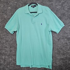 Polo Ralph Lauren Polo Shirt Mens L Green Short Sleeve Cotton Logo Made USA