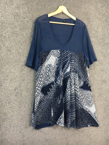 TS Taking Shape womens tunic top 16 blue short sleeve mesh stretch casual plus S - Picture 2 of 21