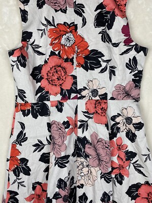 Ann Taylor Midi Dress Womens 14 Fit&Flare Floral Pleated Sleeveless lined  Office | eBay