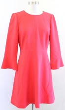 J Crew Womens Solid Papaya Coral Crepe Bell Sleeve Sheath Dress Size 4