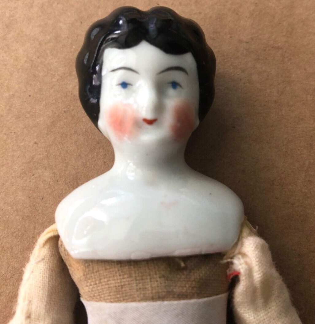 Vintage GERMANY 9 Porcelain China Doll Head Arms Legs Cloth Body