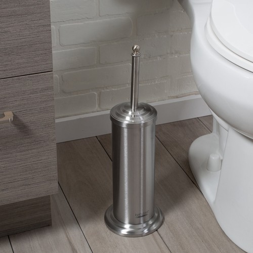 Stainless Steel Trash Can Plunger and Toilet Brush Iron Collection Set New - Picture 3 of 10