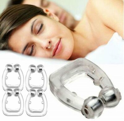 4x Silicone Magnetic Anti Snore Stop Snoring Nose Clip Sleeping Aid Apnea Guard