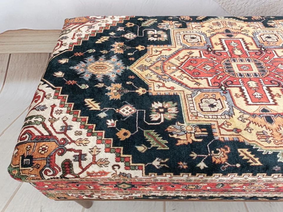 Handmade furniture, Hidden storage, Ottoman bench, Bohemian bench, Footstool  - Image 4 of 4