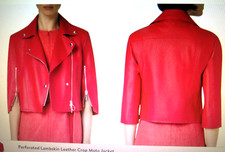 $2690 Perforated Lambskin Leather Crop Moto Jacket Small Petite Bike Punk Womens
