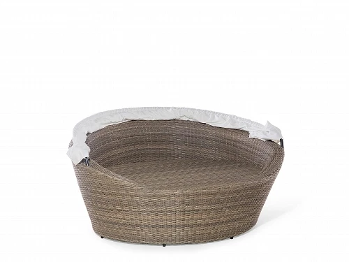 Designer Rattan Strandkorb Sonneninsel Strandmuschel Gartenliege braun weiss - Bild 4 von 4