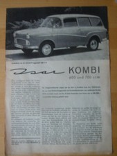  GLAS GOGGOMOBIL ISAR Kombi 600 Kombi 700 Prospekt 1959 Sonderdruck 