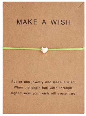 Make a Wish Good Luck Armband Metall Herz Charm grün