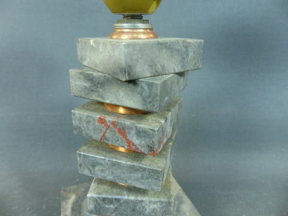 Lámpara de noche vintage de mármol gris diseño siglo XX Foto 3 de 4