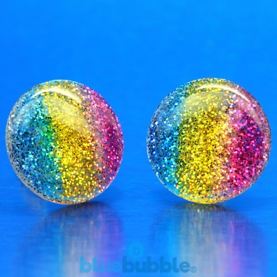 Bluebubble RETRO RAINBOW Glitter Earrings Kitsch Funky Festival 80s 90s Disco 