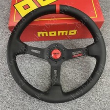13inch 330mm Deep Dish Leather Momo Rally Sport Car Steering Wheel Red Button 13inch 330mm Deep Dish Leather Momo Rally Sport Car Steering Wheel Red Button