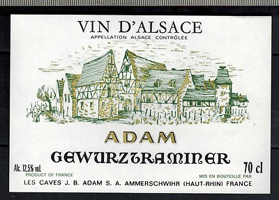 Label ''''Alsace wine - Gewurztraminer'' Adam - ref. no. 280