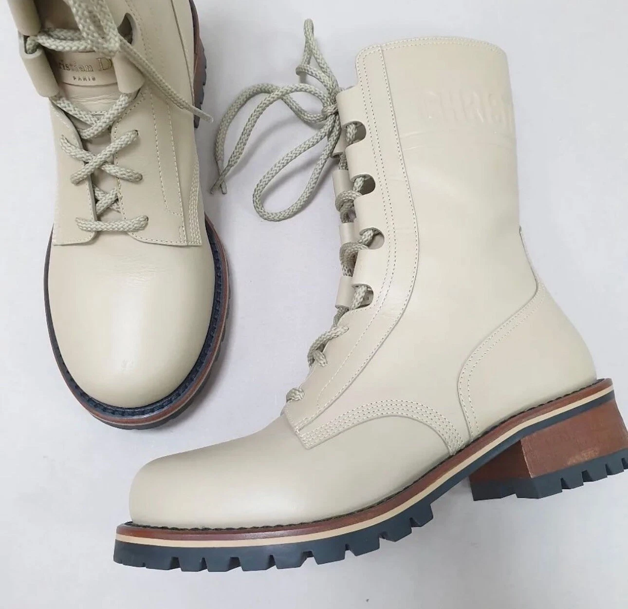 Bottes de combat en cuir Christian Dior neuves sans boîte taille 38,5