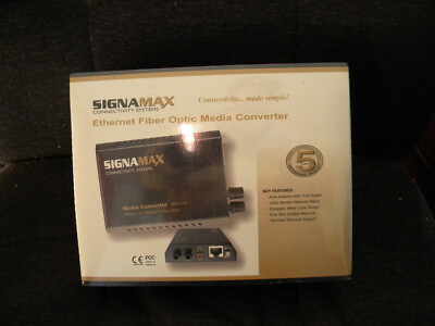 New Sealed SIGNAMAX 065-1164 Ethernet Fiber Optic Media Converter 10 BaseT to FL
