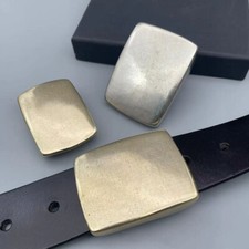 Retro Solid Brass/White Copper Simple Belt Buckle Leather Craft Hand Made DIY