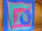 Antique Geometric Pattern Silk Scarf or Square