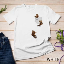 Cute Squirrel Playing, Climbing in Pocket, Chipmunk Unisex T-shirt