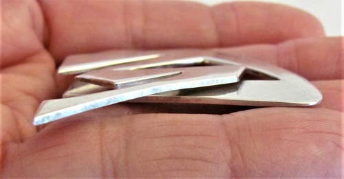 VTG Large Sterling Silver 925 Abstract 2 1/4" Brooch Pin Modernist 17.18 grams - Picture 5 of 6