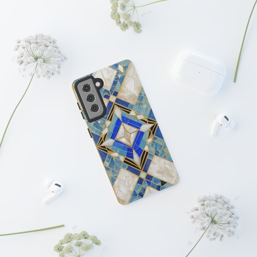 Blue Mosaic Gatsby Art Deco Phone Case iPhone 16 15 14 Galaxy S25 S24 S23 S22 - 第 219/237 張圖片
