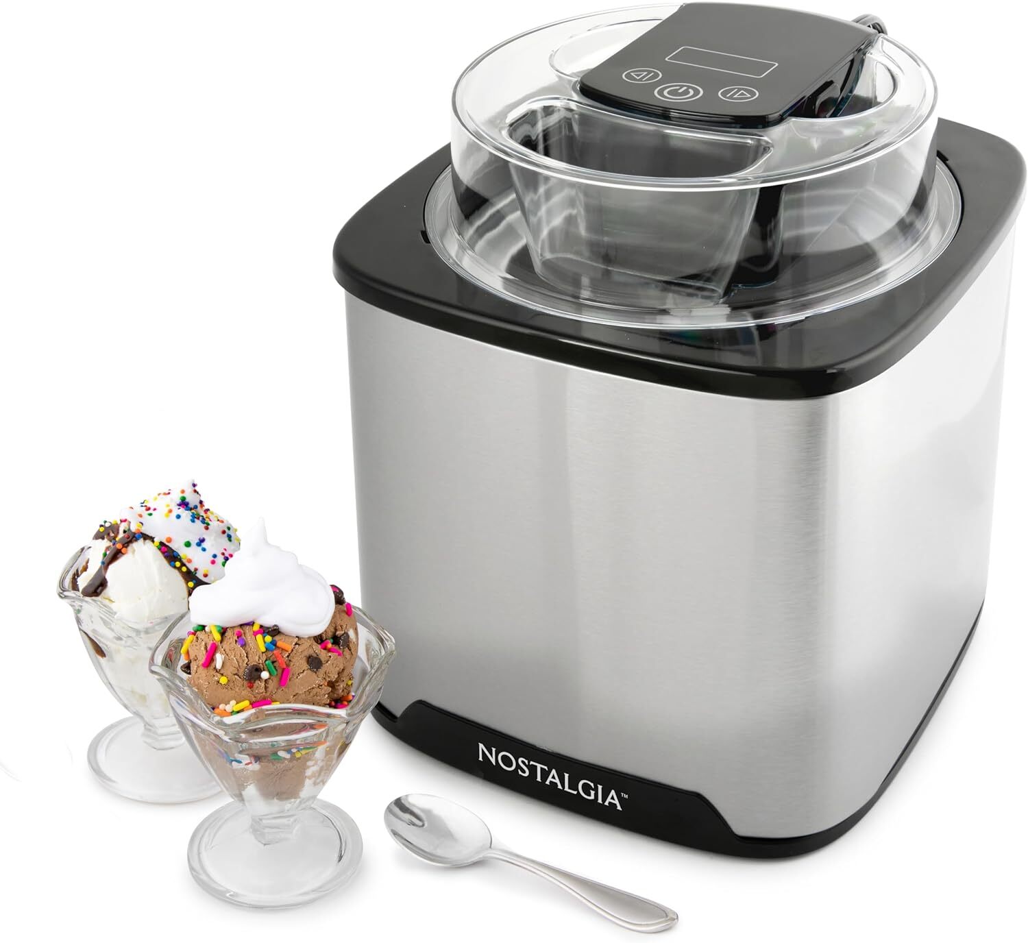 Nostalgia 2-Quart Durable Stainless Steel Digital Electric Ice Cream