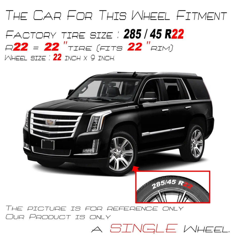 For Cadillac Escalade ESV OEM Design Wheel 22" 2015-2020 Machined Grey Rim 4738 - Image 2 of 4