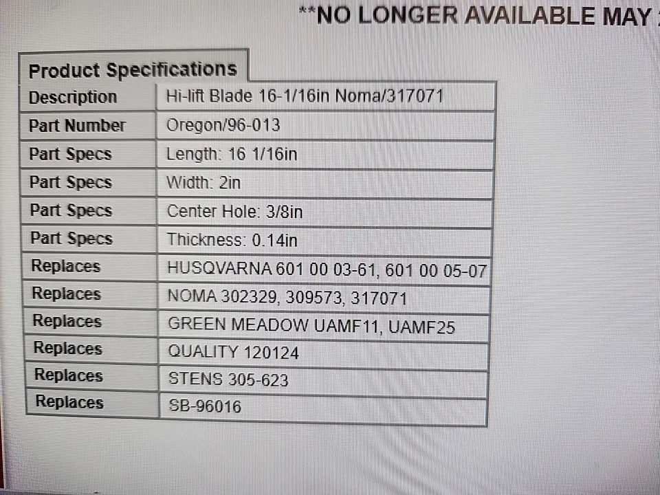 HOJA CORTACÉSPED SS NOMA PN# 96-013 Foto 2 de 2