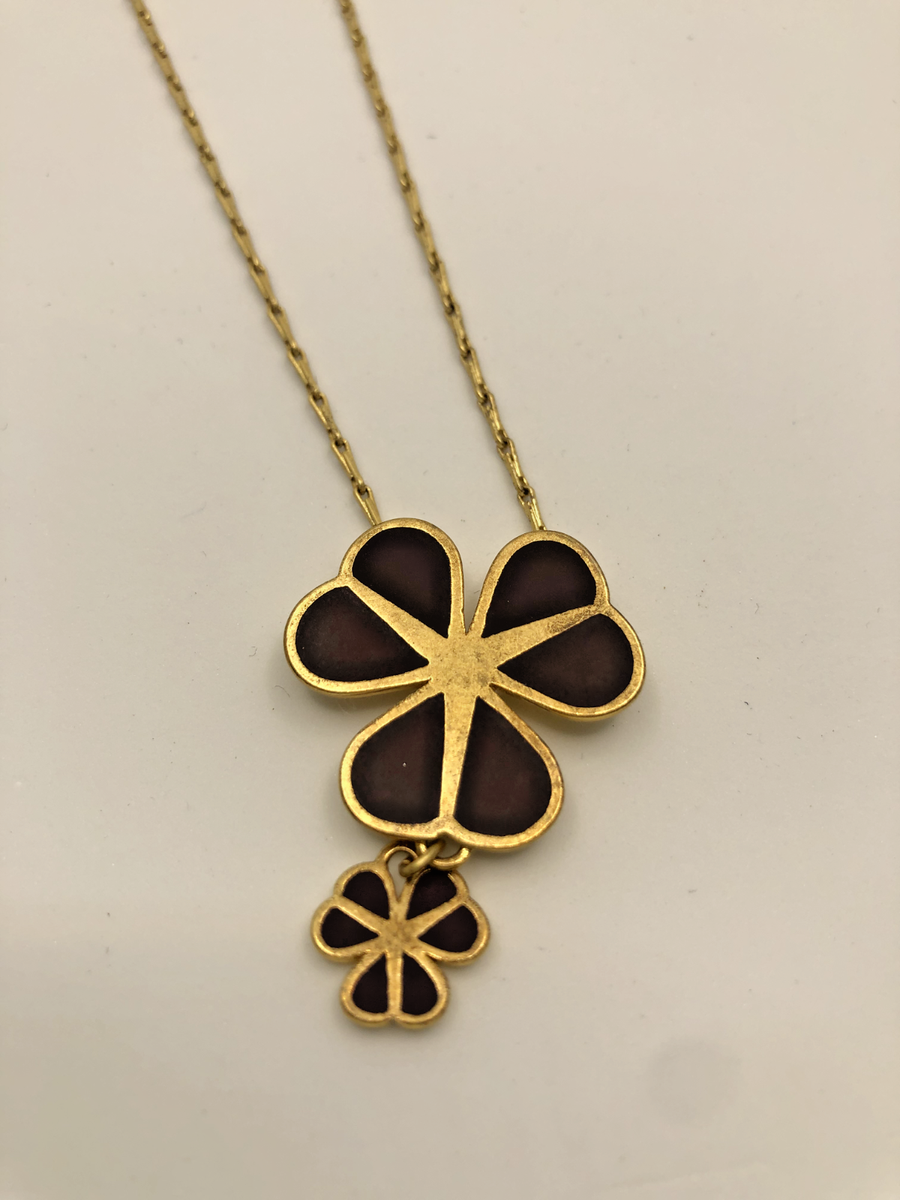 Vintage Danish Gold Jewellery Pilgrim Danish Design Leaf Clover