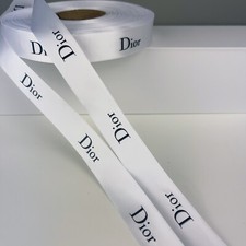 2 Yards of CHRISTIAN DIOR Signature Ribbon White Satin 20MM Authentic Free Ship