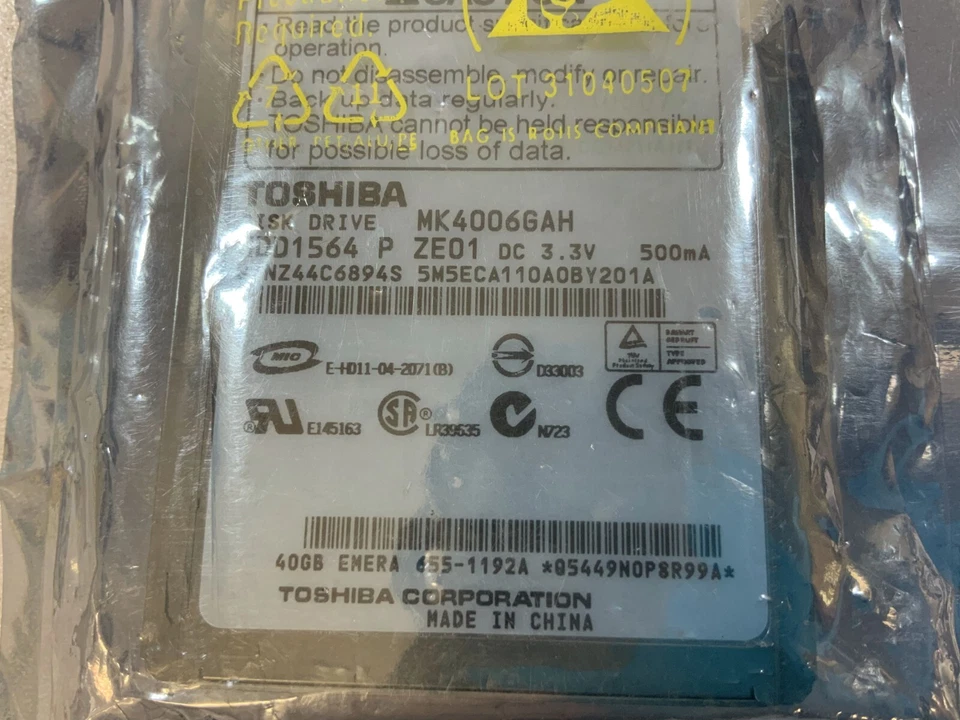 Toshiba HDD1564 MK4006GAH 1.8" Internal Hard Disk Drive 40GB 2MB Cache (E3E* - Image 2 of 4