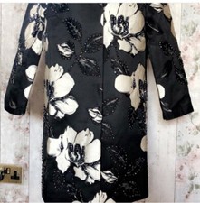 Ladies Black Embellished Mid Length Jacket Medium Size