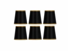Black with Gold Trim 5 Inch Chandelier Shade 3x5x4 (Set of 6)