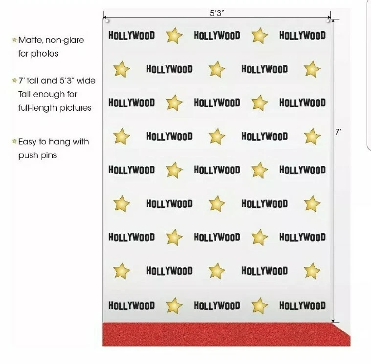 Telón de fondo de tela con temática de estrellas de Hollywood paso y repetición para fiestas, eventos, etc... Foto 2 de 3