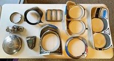 Lot Vintage Parts Rat Rod Plymouth Chevy Ford Headlight Bezels Tail Light Hubcap