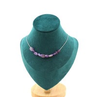 Steine Und MinéRaux. Halskette 10 Perlen Amethyst Aus Brasilien Kette Stahl Ino