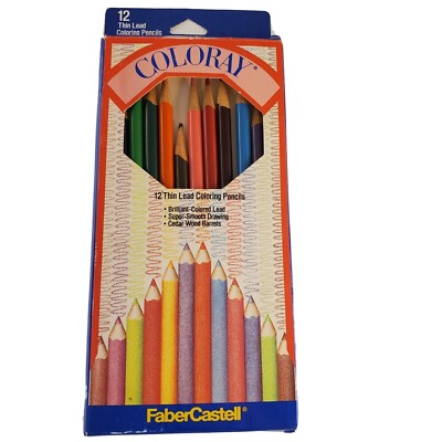 Vintage Faber COLORAY 7'' Coloring Pencils 12 Color Set Thick Lead