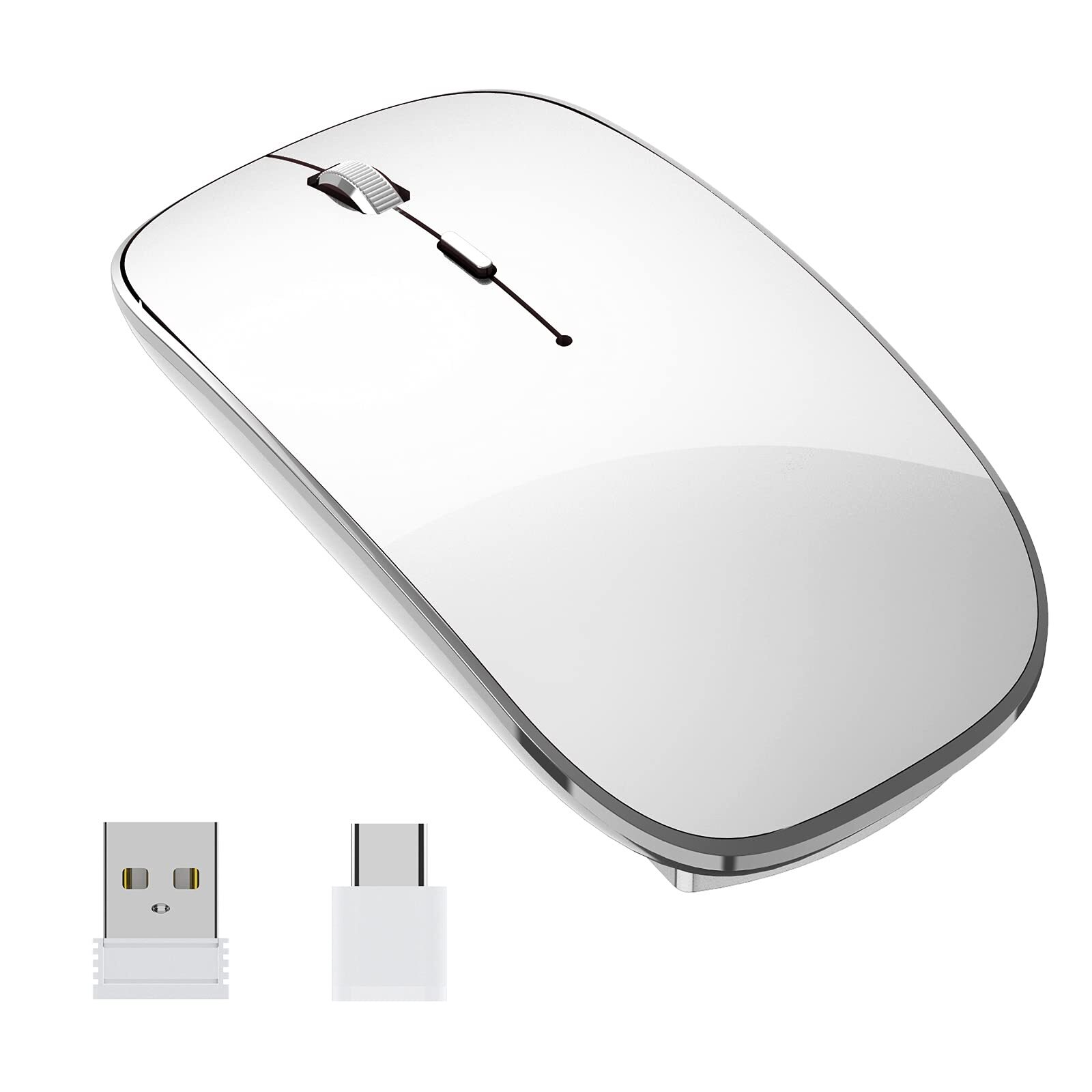 Chargeable Silent Wireless Mouse with USB and USB-C Dual Mode Connectivity-image