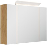 Badezimmer Spiegelschrank 3-TüRig Led-Lampe 90 Cm Eiche Gold BadmöBel Badschrank