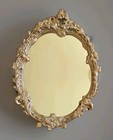 Vintage Antique Oval Rococo Style Gilt Plaster Framed Ornate Wall Mirror - Gold