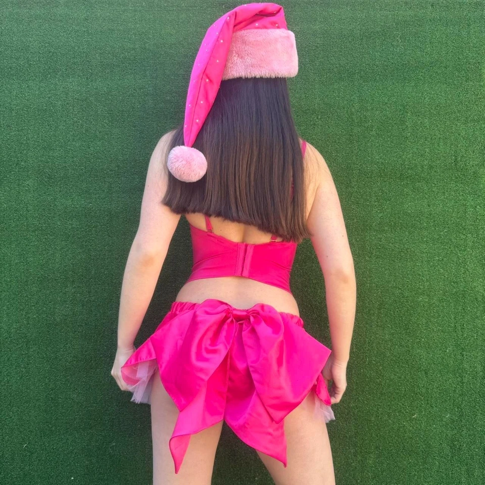 Y2K Victoria's Secret VTG Sexy Little Things Saia de Cetim Rosa O/S Holiday - Imagem 2 de 4