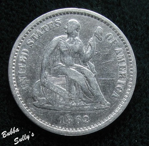 1862-P Seated Liberty Half Dime — photo from the most recent tracked eBay sale