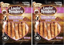 2 PACK - Lovin' Tenders Real Chicken Stuffed Rawhide Rolls Dog Treats