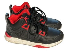AND1 Boys Size 5 Basketball Sneakers Black And Red High Top Lace Up Shoes